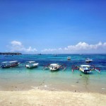 Aussicht vom Bungalow direkt am Strand in Nusa Lembongang